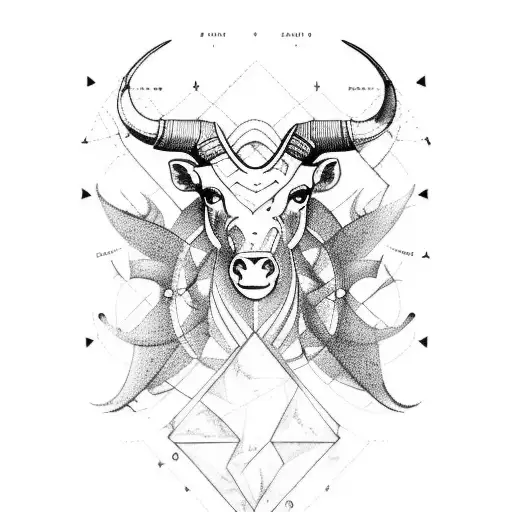 Zodiac Sign Taurus Just Symbol With Vertical Long Line On The Back