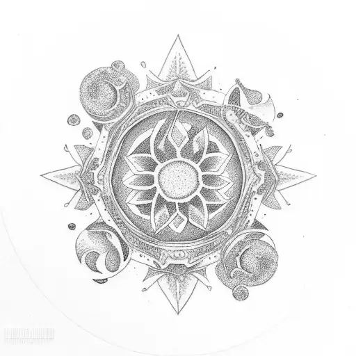 Ying Yang With A Daisy And Snowflake