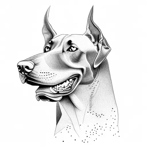 Doberman Line Art Face