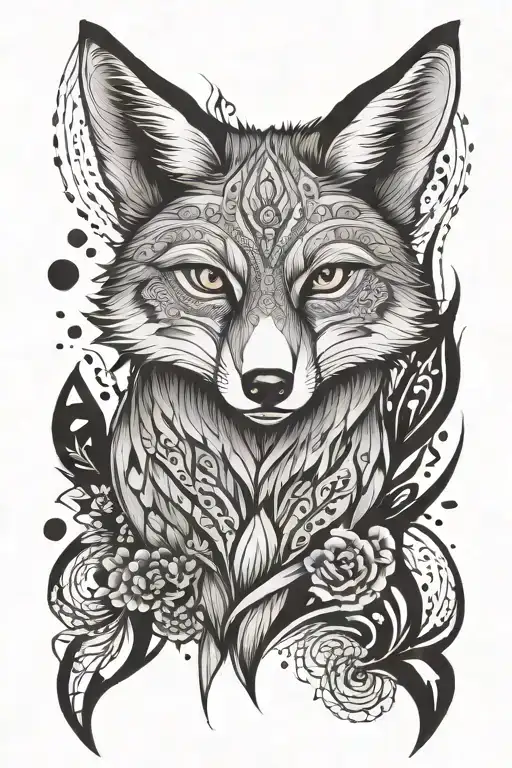 Design A Tattoo With A Fox As Totem Animal And The Rune Teiwaz In Dotwork Style