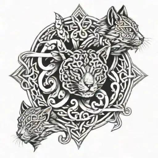 Celtic Knot Of Eternal Love And Lynx