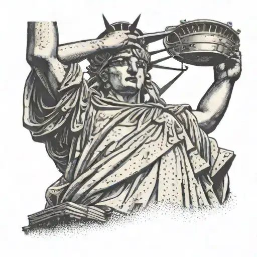 Incorporate A Muscular Angel Doing Pull-ups On The Torch Of The Statue Of Liberty