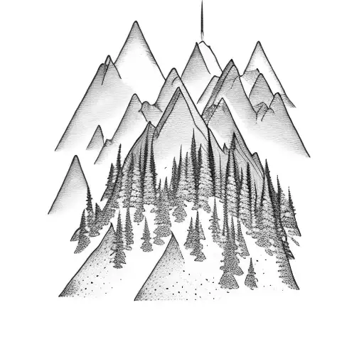 Mountain Scene With 2 Skis