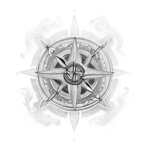 Intricate Viking Compass With Linework Detailing