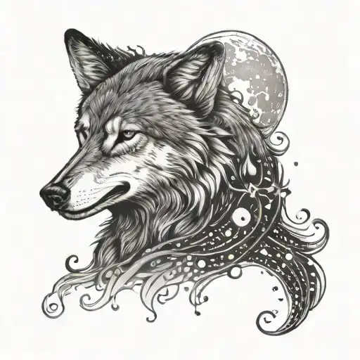 Wolf With Moon