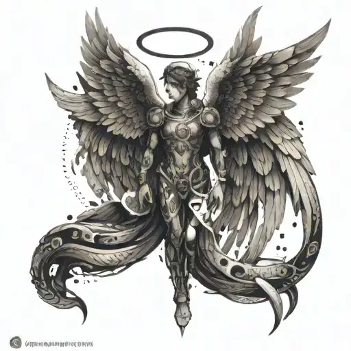 An Angel Of Life With Mechanical Wings Symbolizing Strength And Resilience