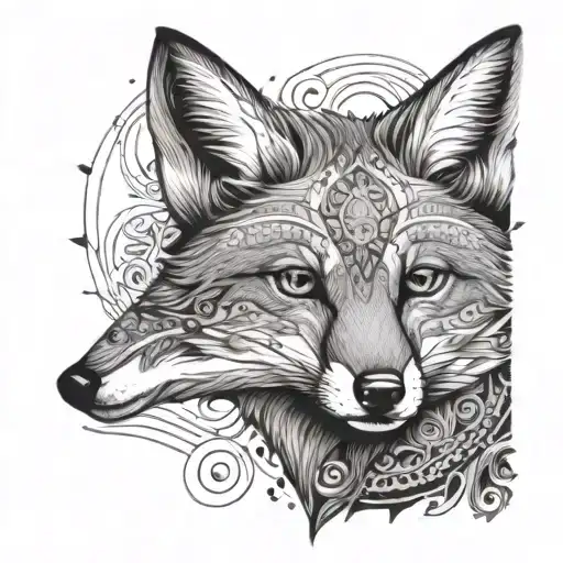 A Mystical Fox Surrounded By Slavic Patterns And Symbols Of Creativity