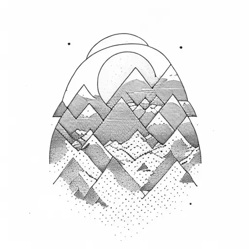 Mountains With Sunset And Sea