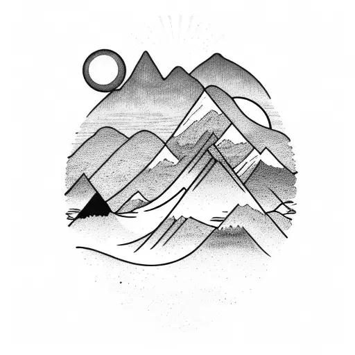 Mountains With Sunset And Sea