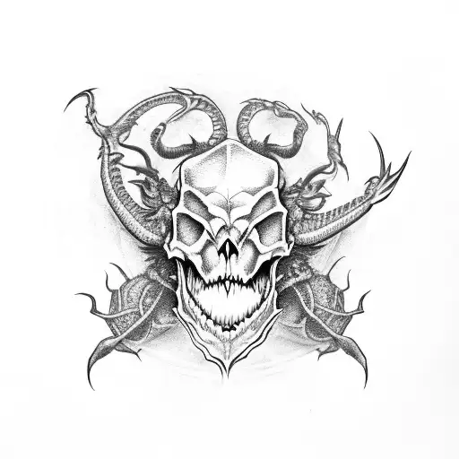 Dragon Skull With Scorpion