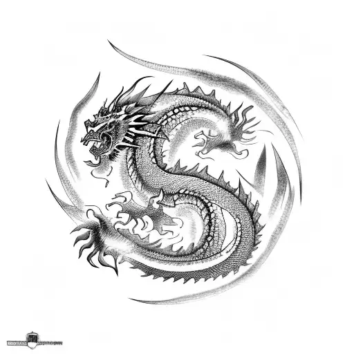 Japanese Dragon With Fire