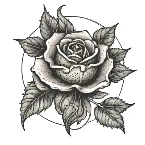 Pomegranate Rose With Intertwined Lines Style