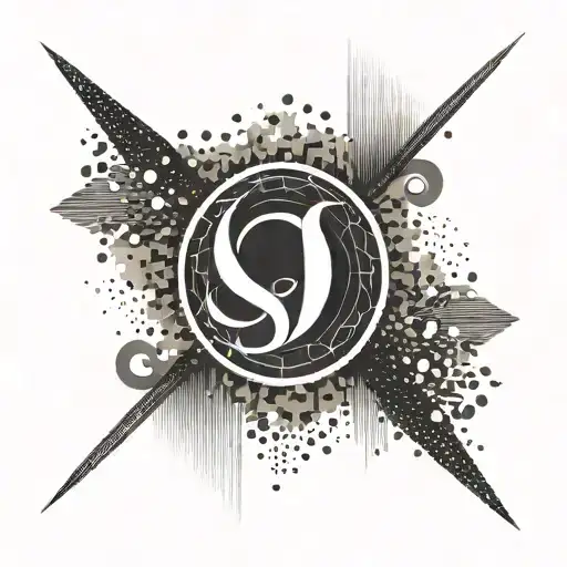 An Abstract Representation Of A Designer's Logo Incorporated Into A Mural Design