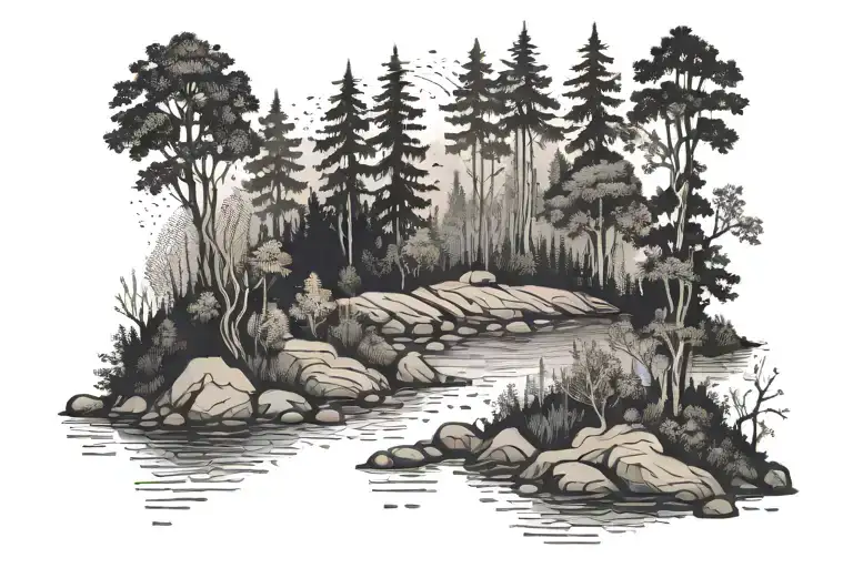 Small River Flowing Through A Forest Landscape