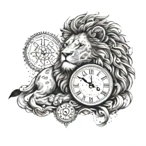 Lion With A Clock Surrounded
