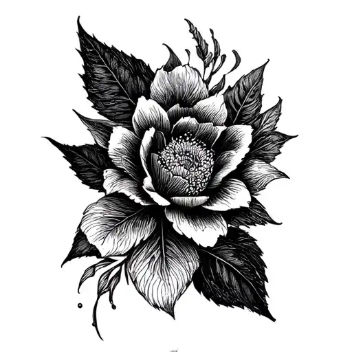Black Line Art Tattoo Design