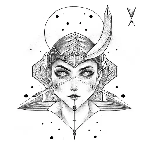 Artemis With Moon And Arrow