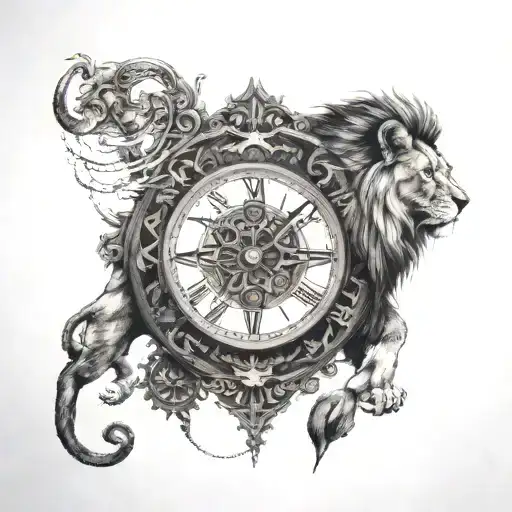Odin And The Lion And The Clock Compass Chain