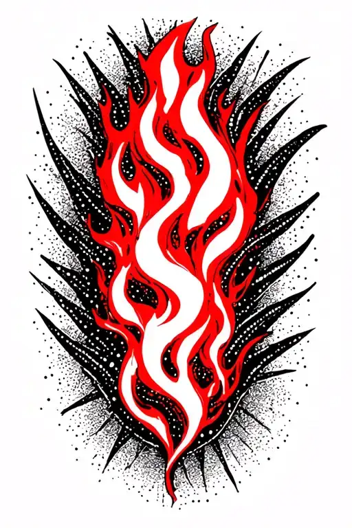 A Simple Black And Red Flame Surrounding Forearm Sleeve