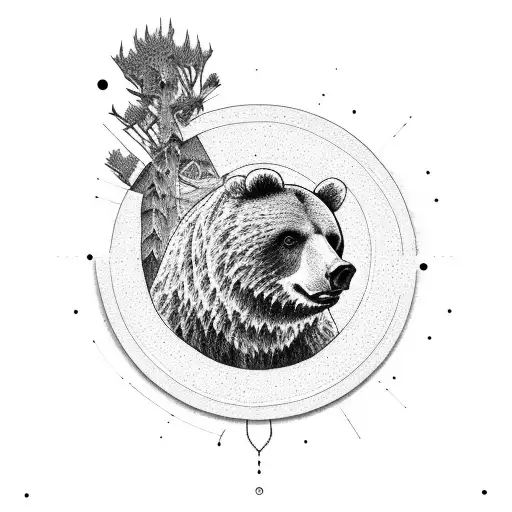 Nature-inspired Punk Rock Collage With A Bear As The Centerpiece