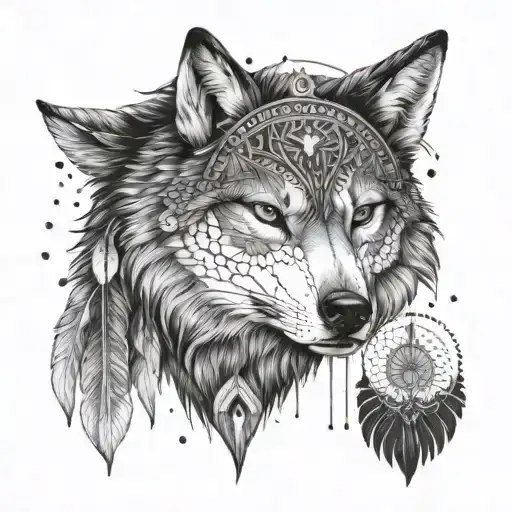 Women Wolf Headress Drecatcher