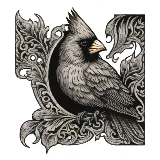 Cardinal Head And Flames