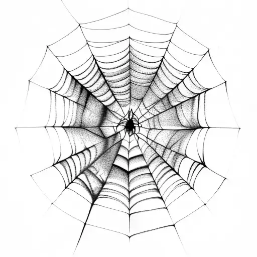 Spider's Web With A Line Of Silk And Spider