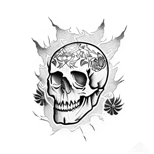 American Traditional Style Tattoo Of A Skull Wearing A Halloween Mask