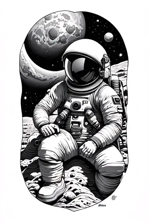 Planet With Astronaut Sitting