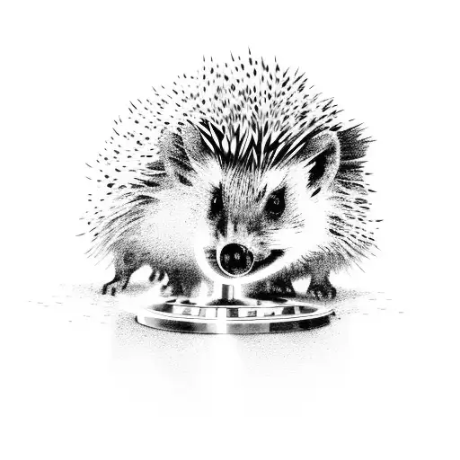 An Elegant Black-grey Laser-engraved Portrait Of A Hedgehog Playing A Video Game