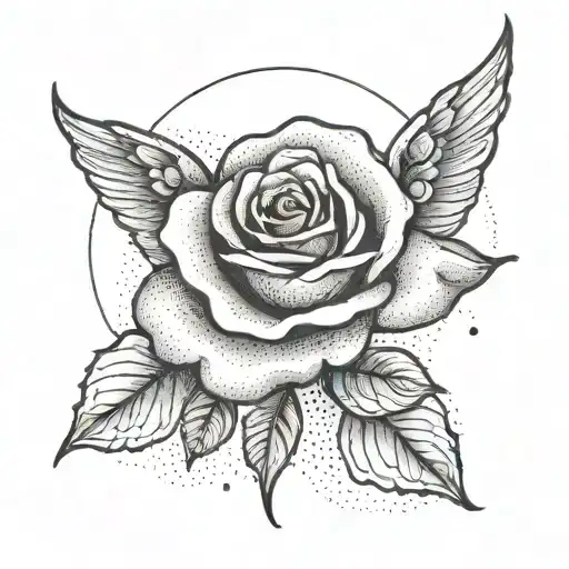 A Minimalist Rose And Angel Silhouette Design