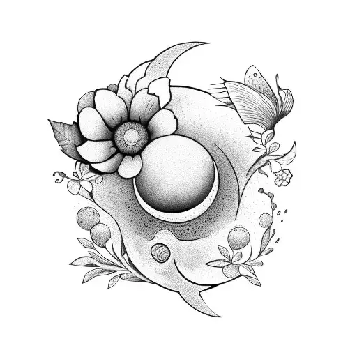 Moon And Flower Fineline