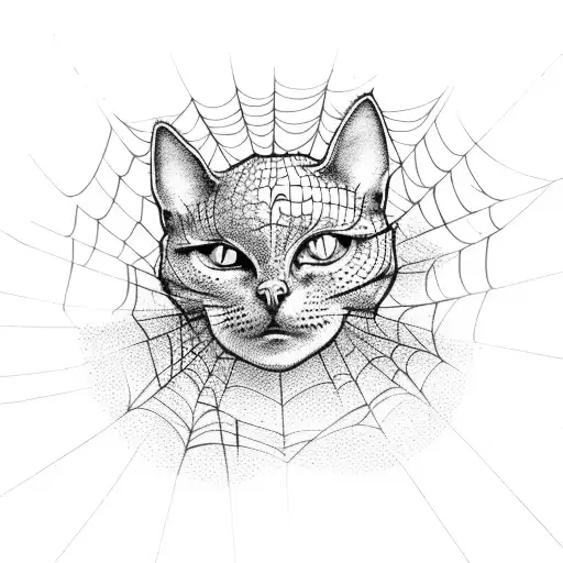 Spiderweb And Cat