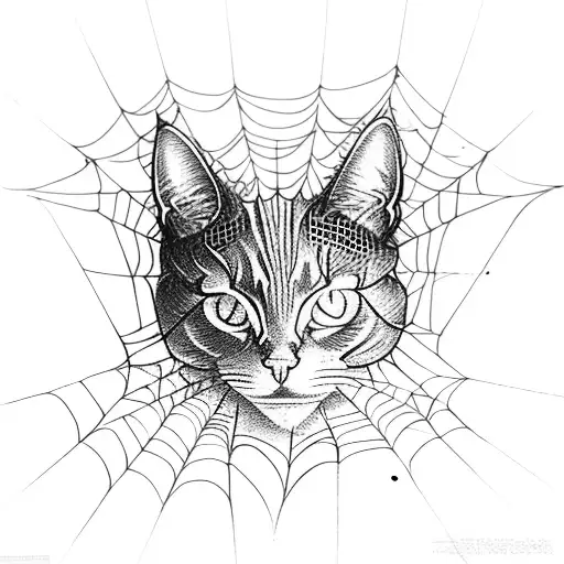 Spiderweb And Cat