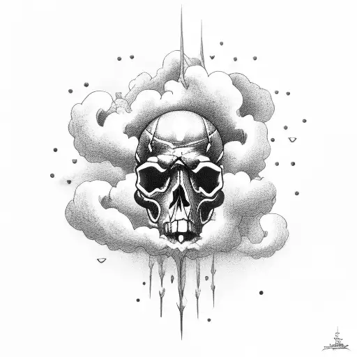 Lower Arm Stormy Clouds Skulls On It With Cloud Comes From Their Eyes