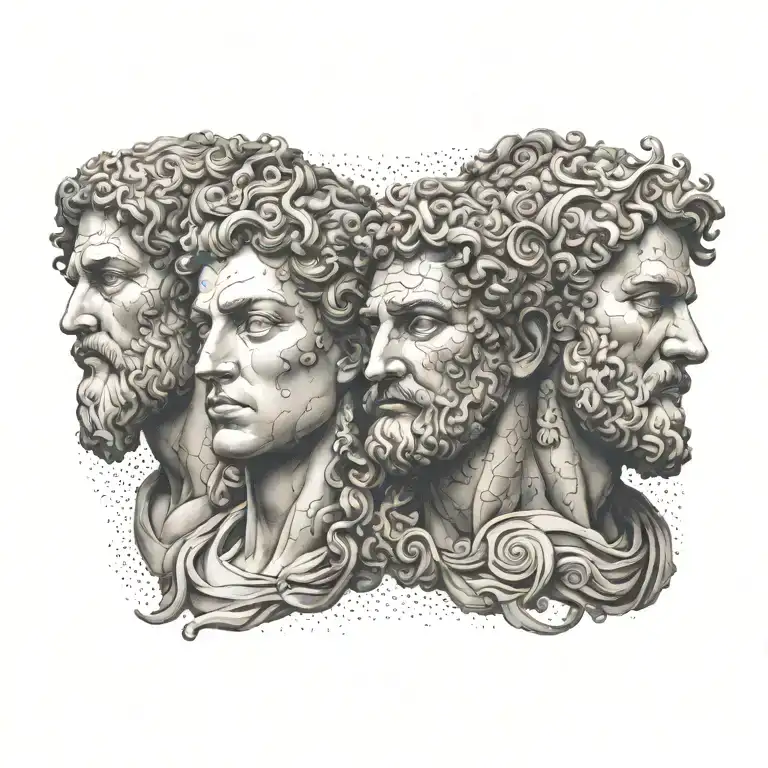 Faces Of Greek Gods Sculpture