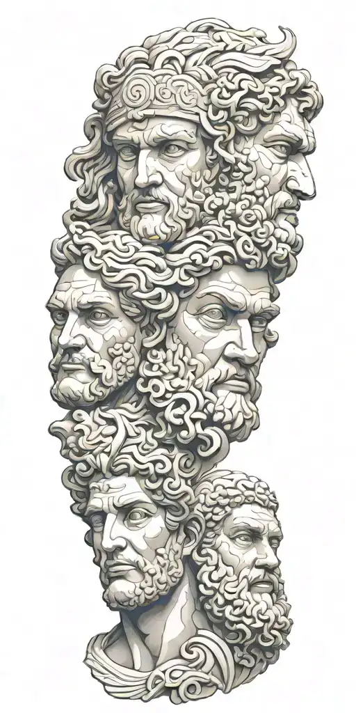 Faces Of Greek Gods Sculpture