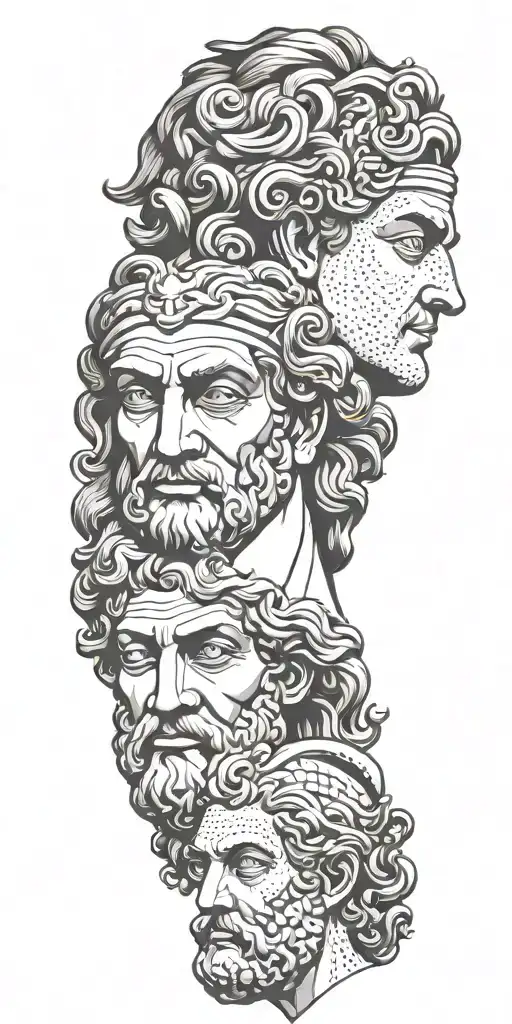 Faces Of Greek Gods Sculpture Realistic
