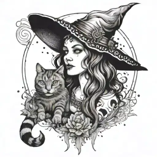 Girl Witch Or Goddess With A Cat