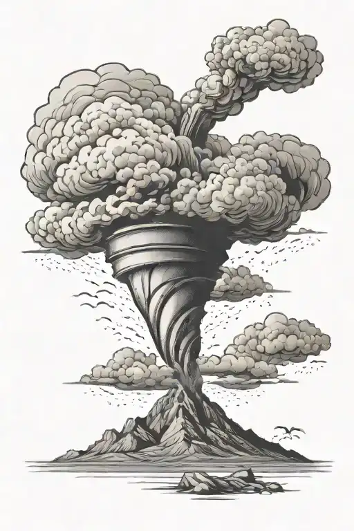 Tornado With Mountain Landscape