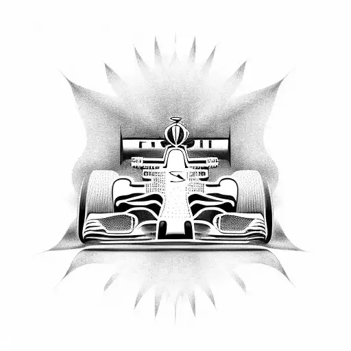 A Dynamic Dotwork Design Featuring A Formula 1 Car In Motion