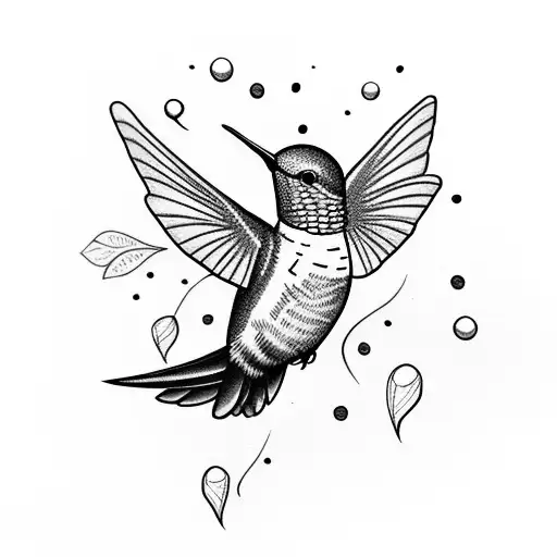 Hummingbird And Leaves