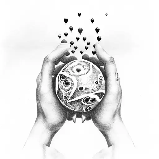 A Hand Holding Black Ballons