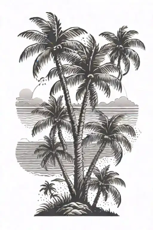 Palm Tree And Beach Scene