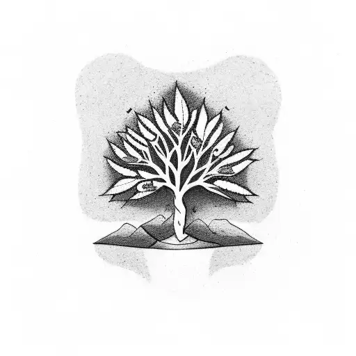 A Tree Growing Out Of A Cannabis Leaf