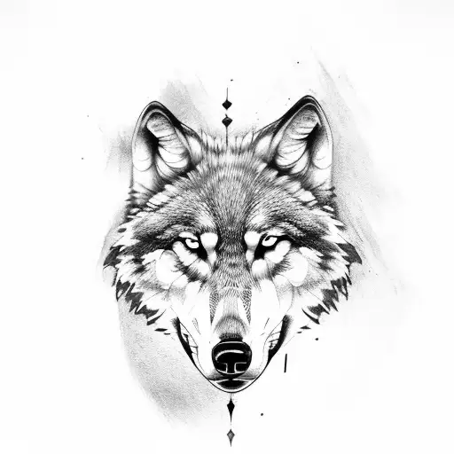 Wolf Head Covered By A Shep Head