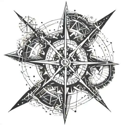 A Geometric Pattern Inspired By Traditional Travel Symbols Like Compasses And Maps