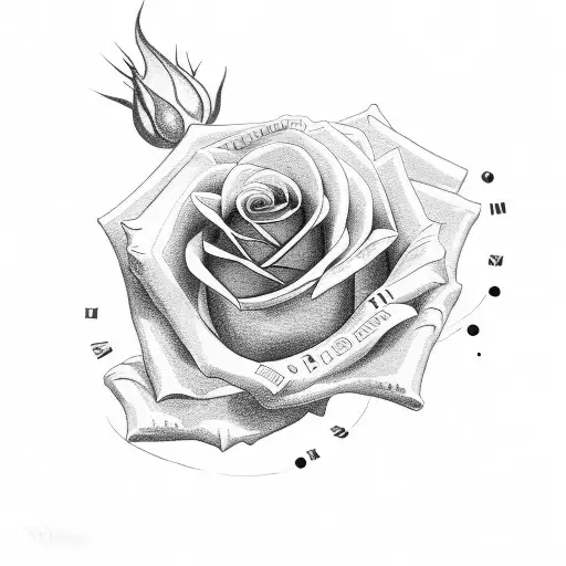 Rose With Tmb In The Middle And Roman Numerals Going Down