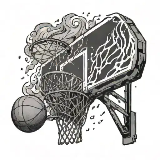 A Basketball Hoop Made Of Car Parts With Flames Shooting Out Of The Basketball