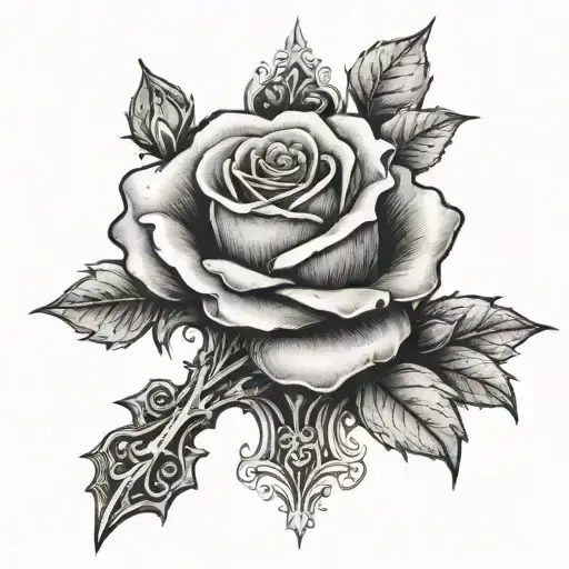 Cross With A Rose Wrapping Around It